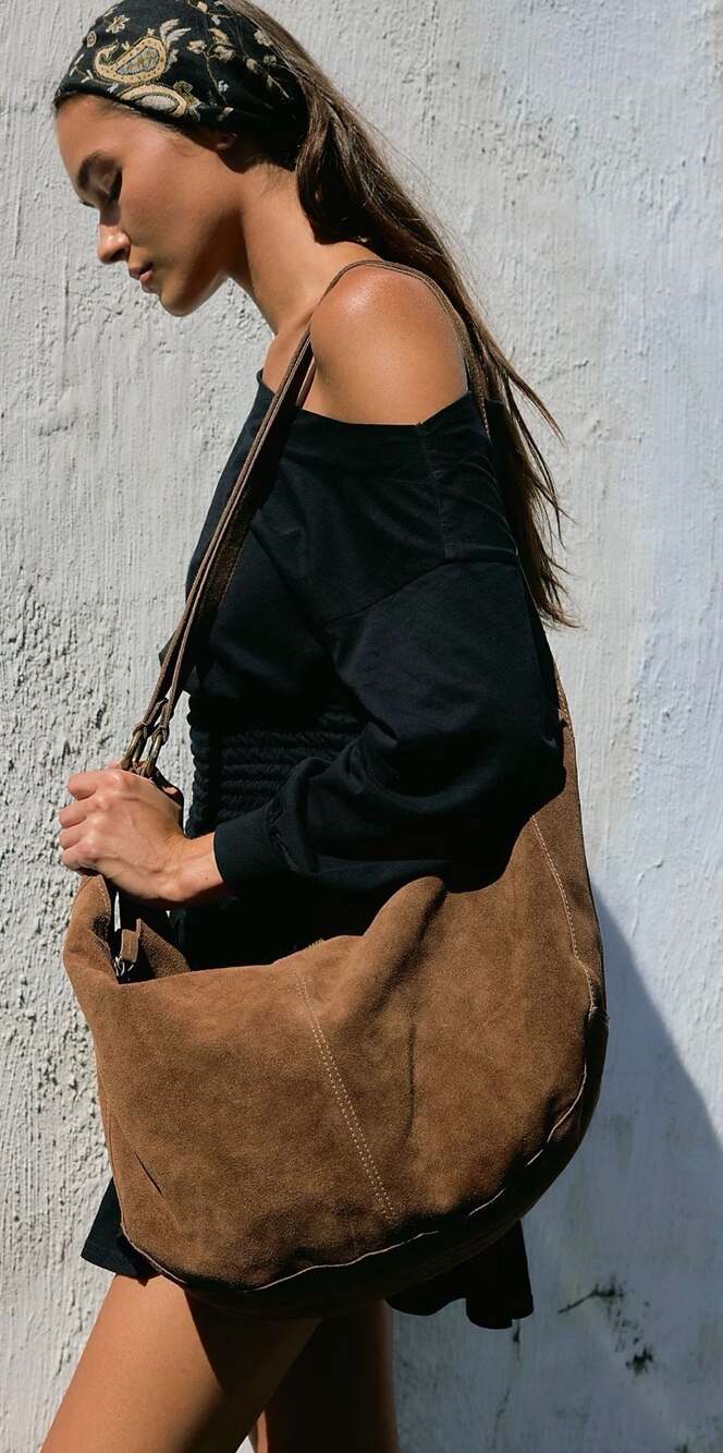 Free People Roma Suede Hobo Tote Bag - Picture 1 of 6